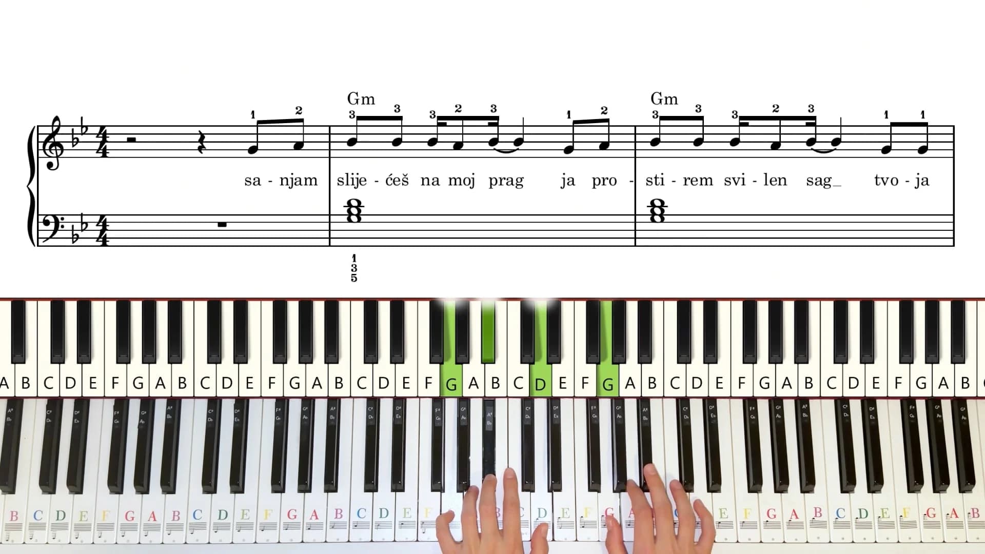 Piano tutorial video for Laku noc, moja mala barbiko — preview image