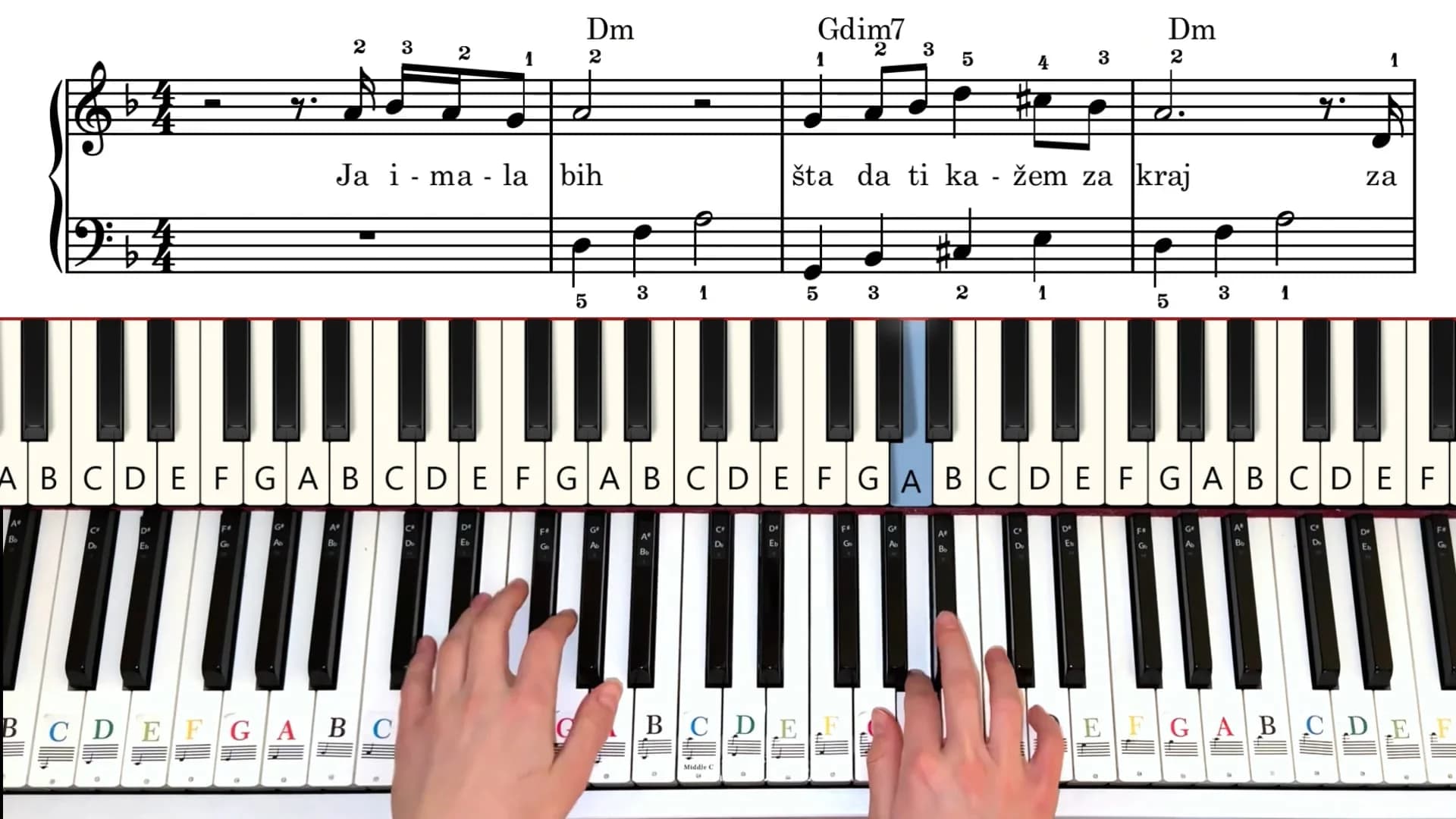 Piano tutorial video for Za kraj — preview image