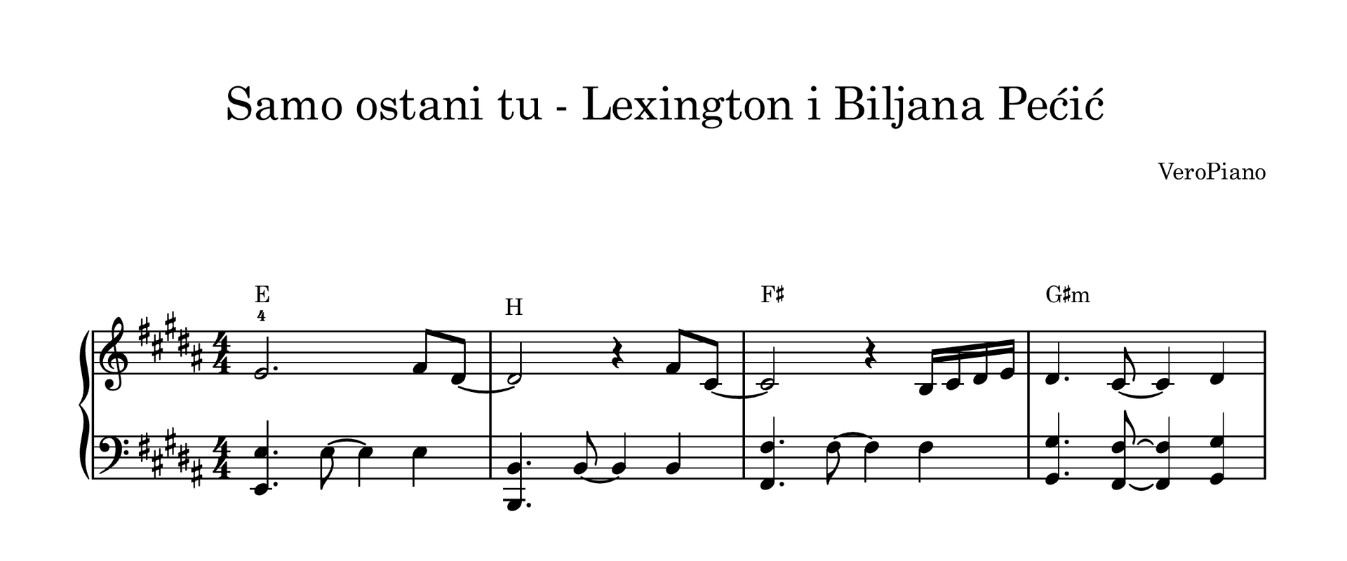 Primer nota za pesmu Samo ostani tu